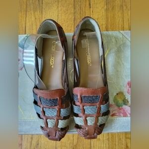 Women's flats multi color leather loafers sandals shoes, size 10M by Cabin Creek